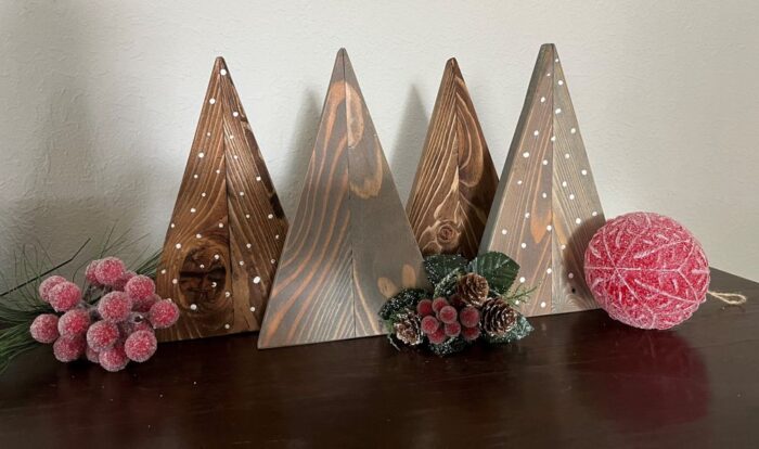 Set of Three Reclaimed Wood Christmas Trees